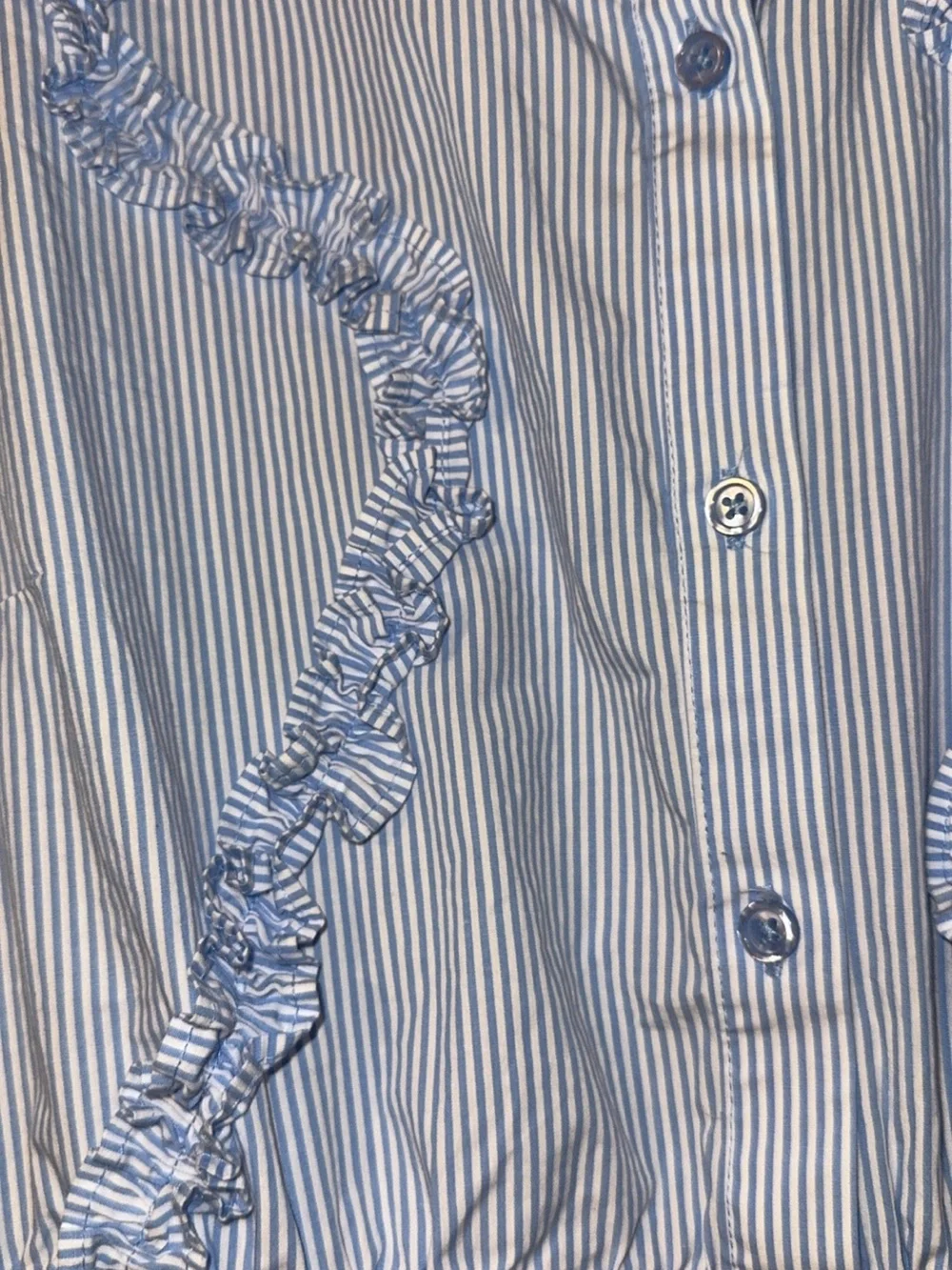 Kate Spade Light Blue Striped Ruffle Shirtdress